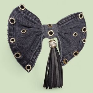 Black Royalty Drop Bow Tie Broach